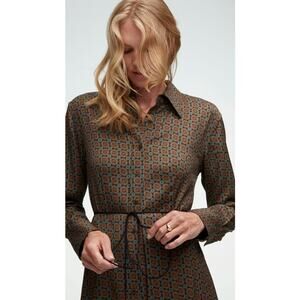 NWT Argent Soft Shirt Dress in Silk Viscose Medallion Print Size Medium